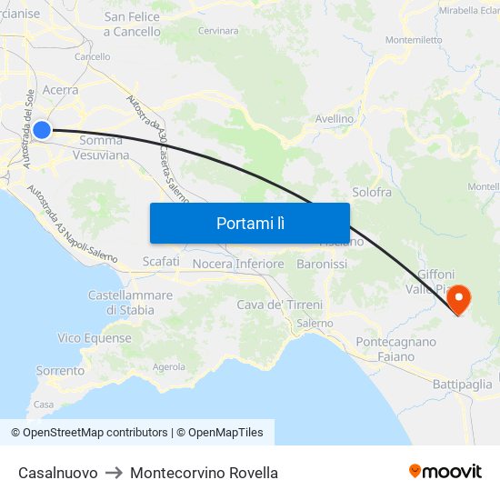 Casalnuovo to Montecorvino Rovella map