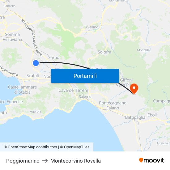 Poggiomarino to Montecorvino Rovella map