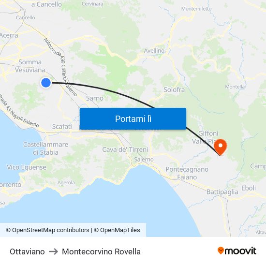 Ottaviano to Montecorvino Rovella map