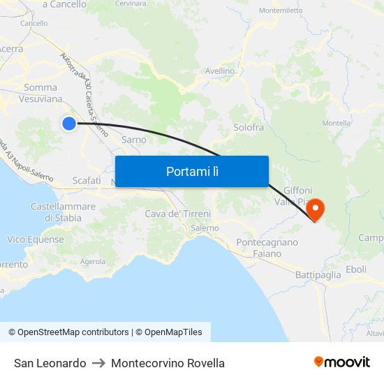 San Leonardo to Montecorvino Rovella map