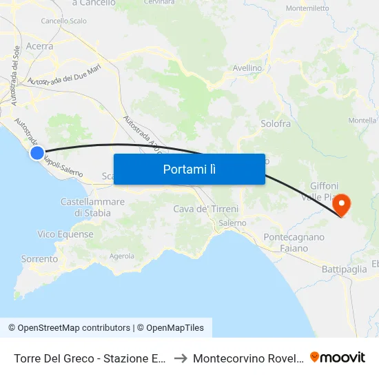 Torre Del Greco - Stazione Eav to Montecorvino Rovella map