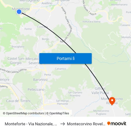 Monteforte - Via Nazionale, 80 to Montecorvino Rovella map