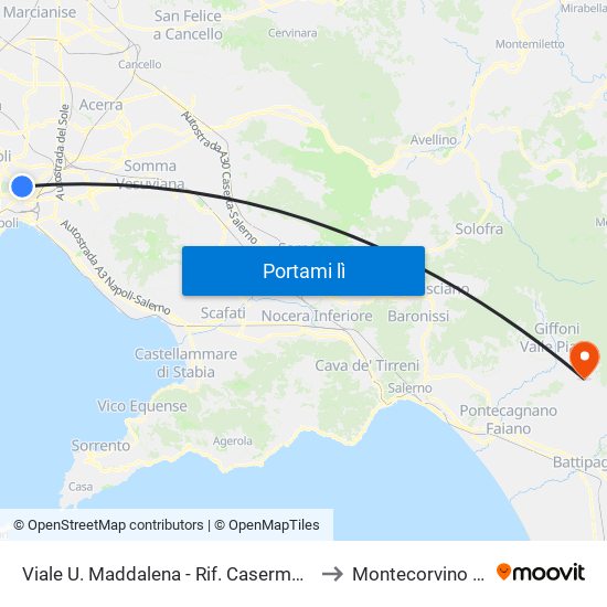 Viale U. Maddalena - Rif. Caserma Aeronautica to Montecorvino Rovella map