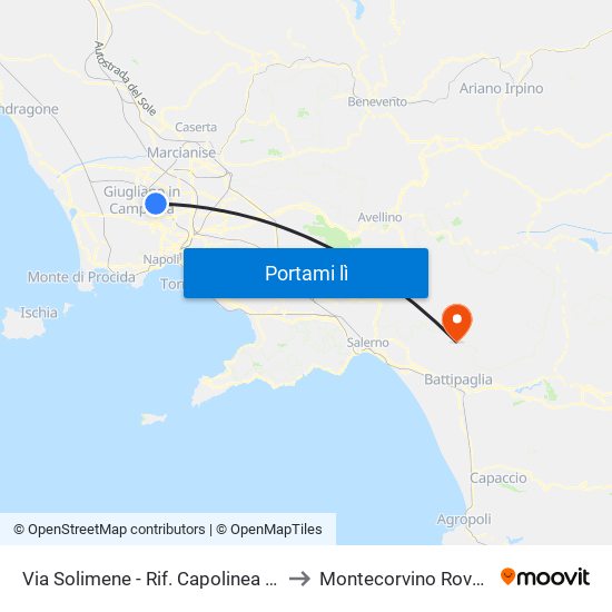 Via Solimene - Rif. Capolinea Ctp to Montecorvino Rovella map