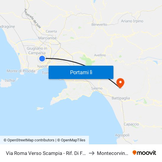 Via Roma Verso Scampia - Rif. Di Fronte Civico N° 56 to Montecorvino Rovella map
