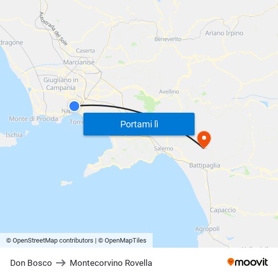 Don Bosco to Montecorvino Rovella map