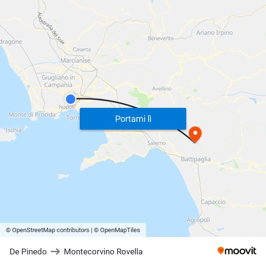 De Pinedo to Montecorvino Rovella map