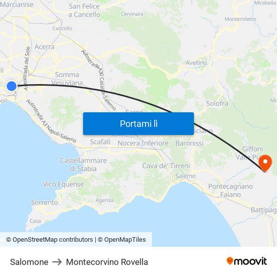 Salomone to Montecorvino Rovella map