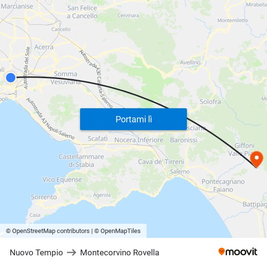 Nuovo Tempio to Montecorvino Rovella map