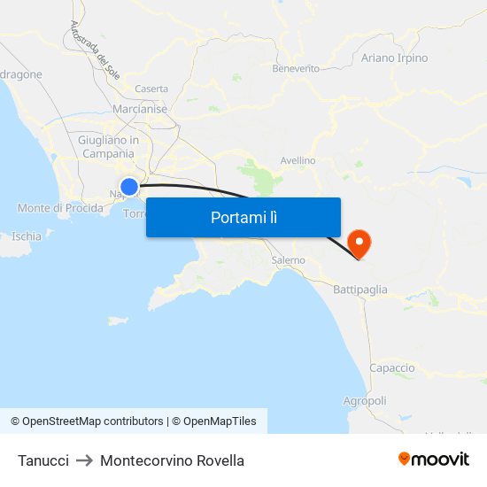 Tanucci to Montecorvino Rovella map