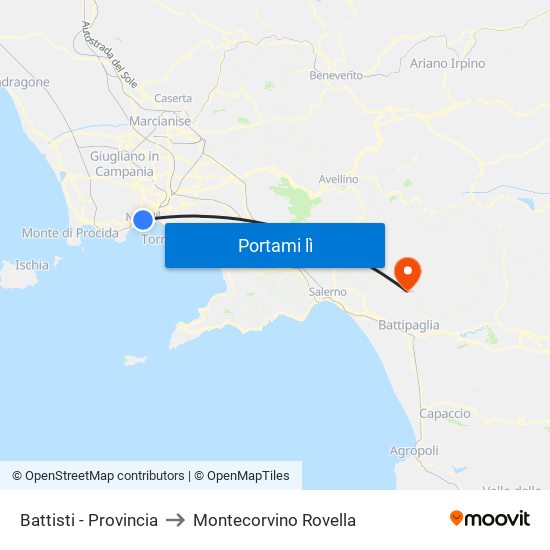 Battisti - Provincia to Montecorvino Rovella map