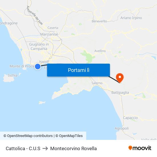 Cattolica - C.U.S to Montecorvino Rovella map