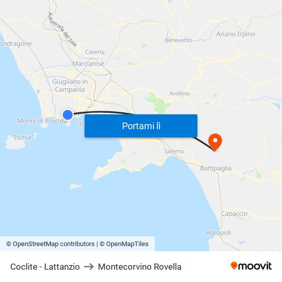 Coclite - Lattanzio to Montecorvino Rovella map