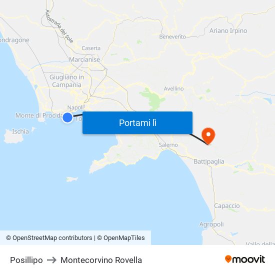 Posillipo to Montecorvino Rovella map