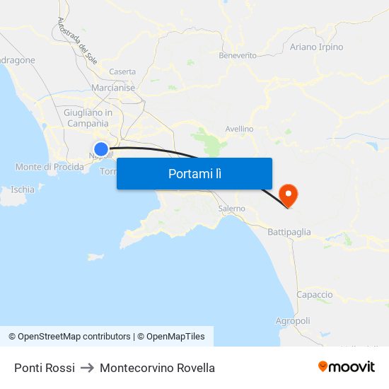 Ponti Rossi to Montecorvino Rovella map