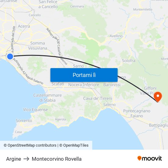 Argine to Montecorvino Rovella map