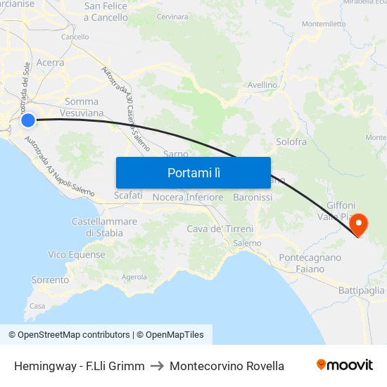 Hemingway - F.Lli Grimm to Montecorvino Rovella map