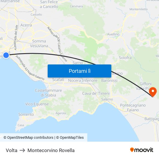 Volta to Montecorvino Rovella map