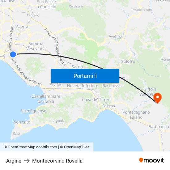 Argine to Montecorvino Rovella map