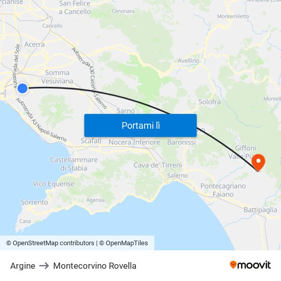 Argine to Montecorvino Rovella map