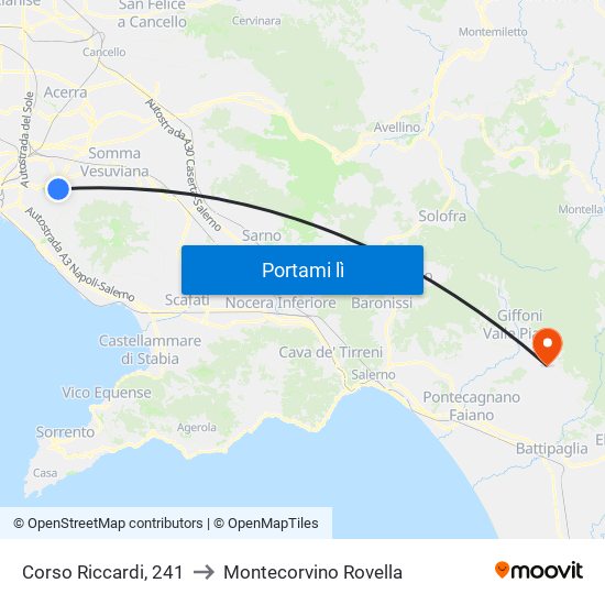 Corso Riccardi, 241 to Montecorvino Rovella map