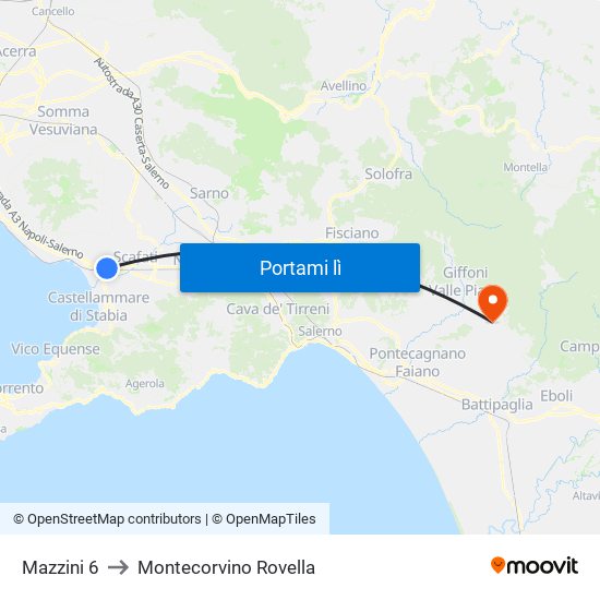 Mazzini 6 to Montecorvino Rovella map