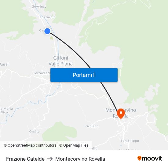 Frazione Catelde to Montecorvino Rovella map