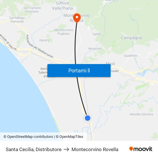 Santa Cecilia, Distributore to Montecorvino Rovella map