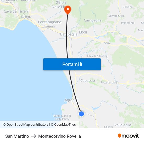 San Martino to Montecorvino Rovella map