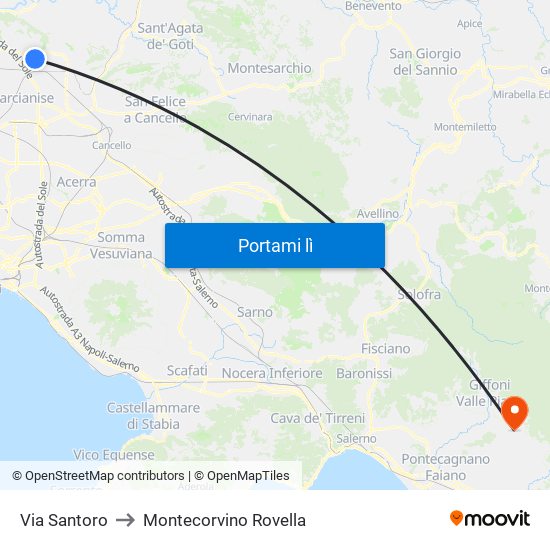 Via Santoro to Montecorvino Rovella map