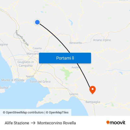 Alife Stazione to Montecorvino Rovella map