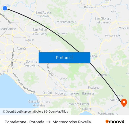 Pontelatone - Rotonda to Montecorvino Rovella map