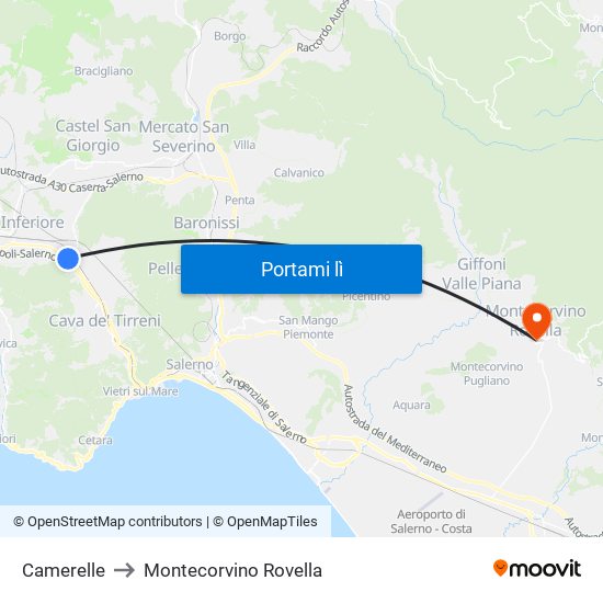 Camerelle to Montecorvino Rovella map