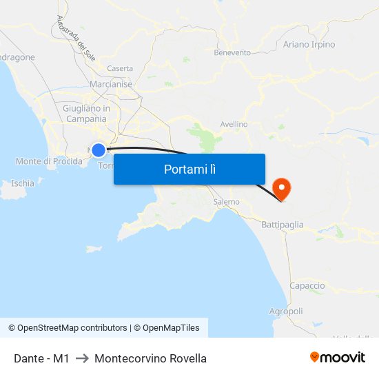 Dante - M1 to Montecorvino Rovella map