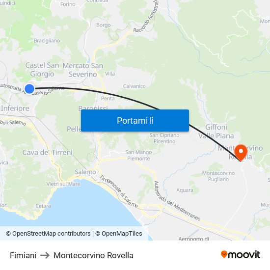 Fimiani to Montecorvino Rovella map