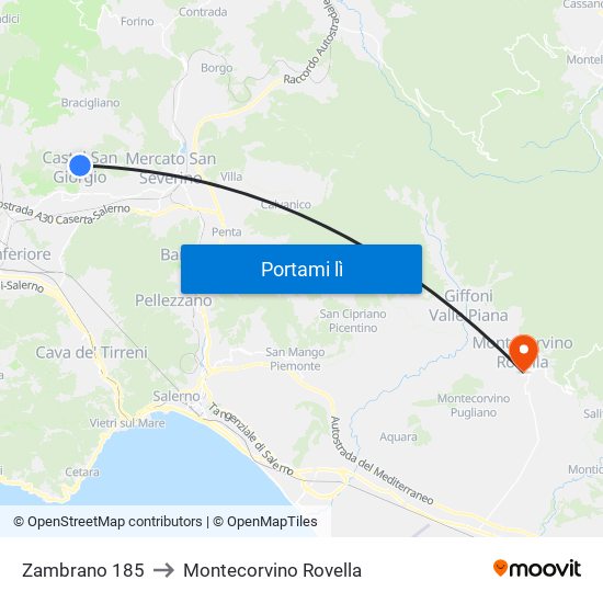 Zambrano 185 to Montecorvino Rovella map