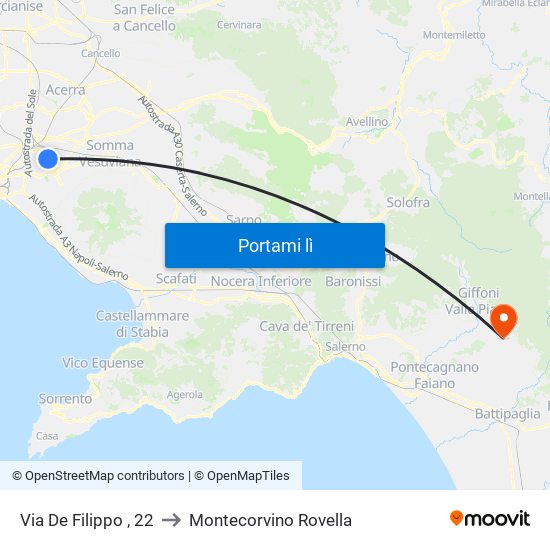 Via De Filippo , 22 to Montecorvino Rovella map