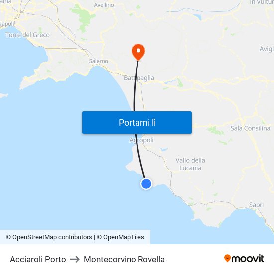 Acciaroli Porto to Montecorvino Rovella map