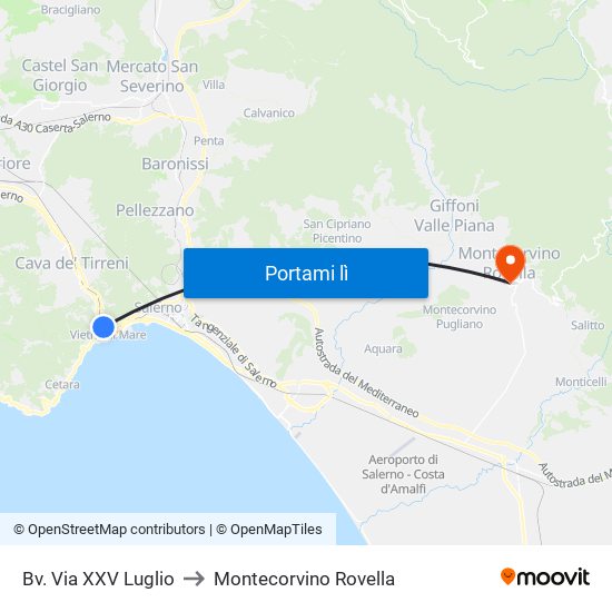 Bv. Via XXV Luglio to Montecorvino Rovella map