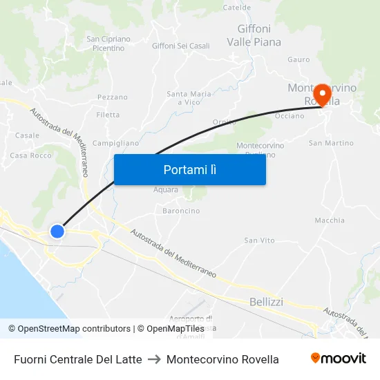 Fuorni Centrale Del Latte to Montecorvino Rovella map