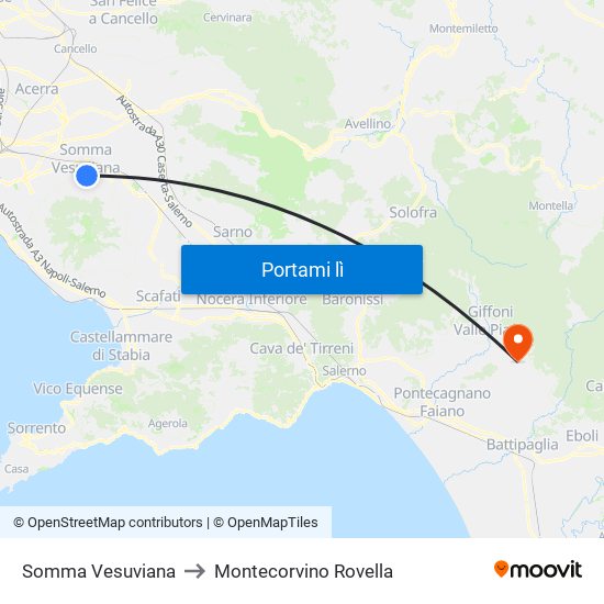 Somma Vesuviana to Montecorvino Rovella map