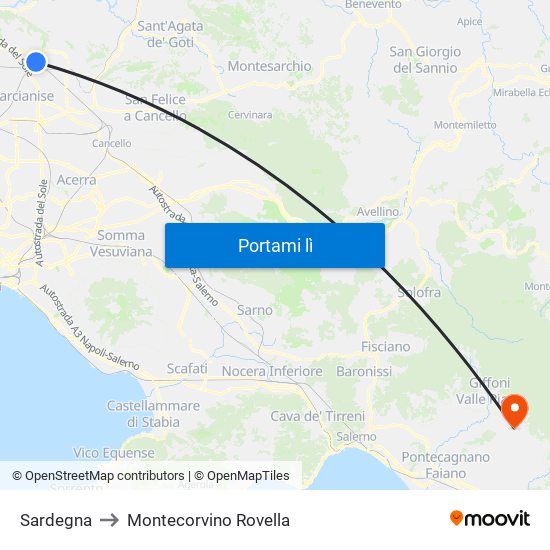 Sardegna to Montecorvino Rovella map