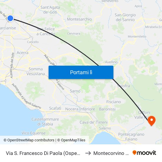 Via S. Francesco Di Paola (Ospedale Militare) to Montecorvino Rovella map