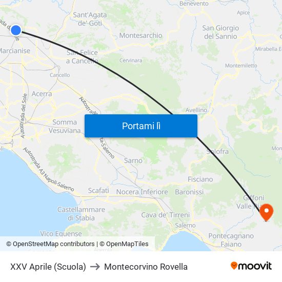 XXV Aprile (Scuola) to Montecorvino Rovella map