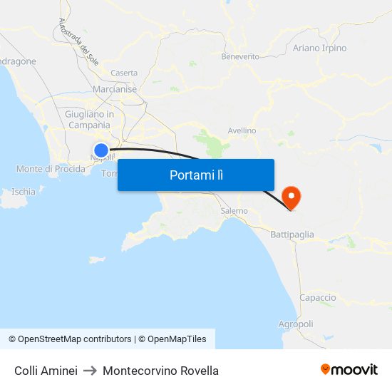 Colli Aminei to Montecorvino Rovella map
