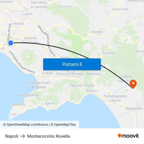 Napoli to Montecorvino Rovella map