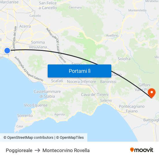 Poggioreale to Montecorvino Rovella map