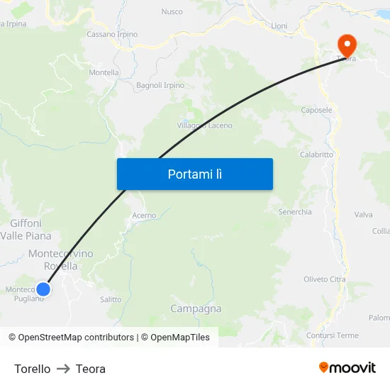 Torello to Teora map