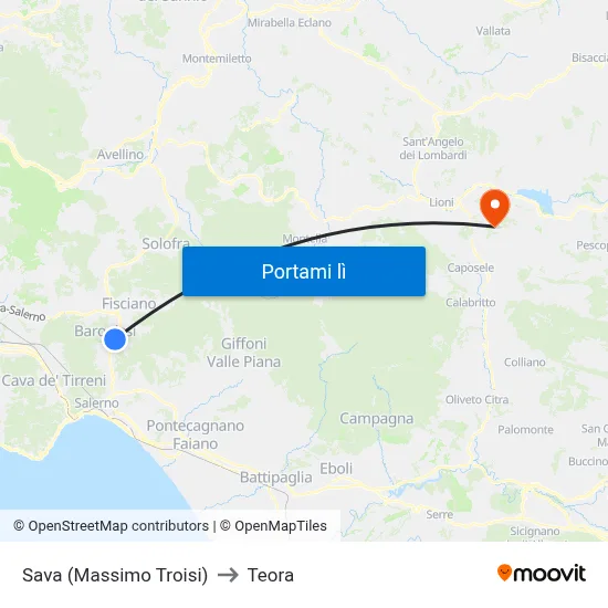 Sava (Massimo Troisi) to Teora map