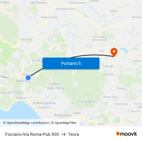 Fisciano-Via Roma-Pub 900 to Teora map